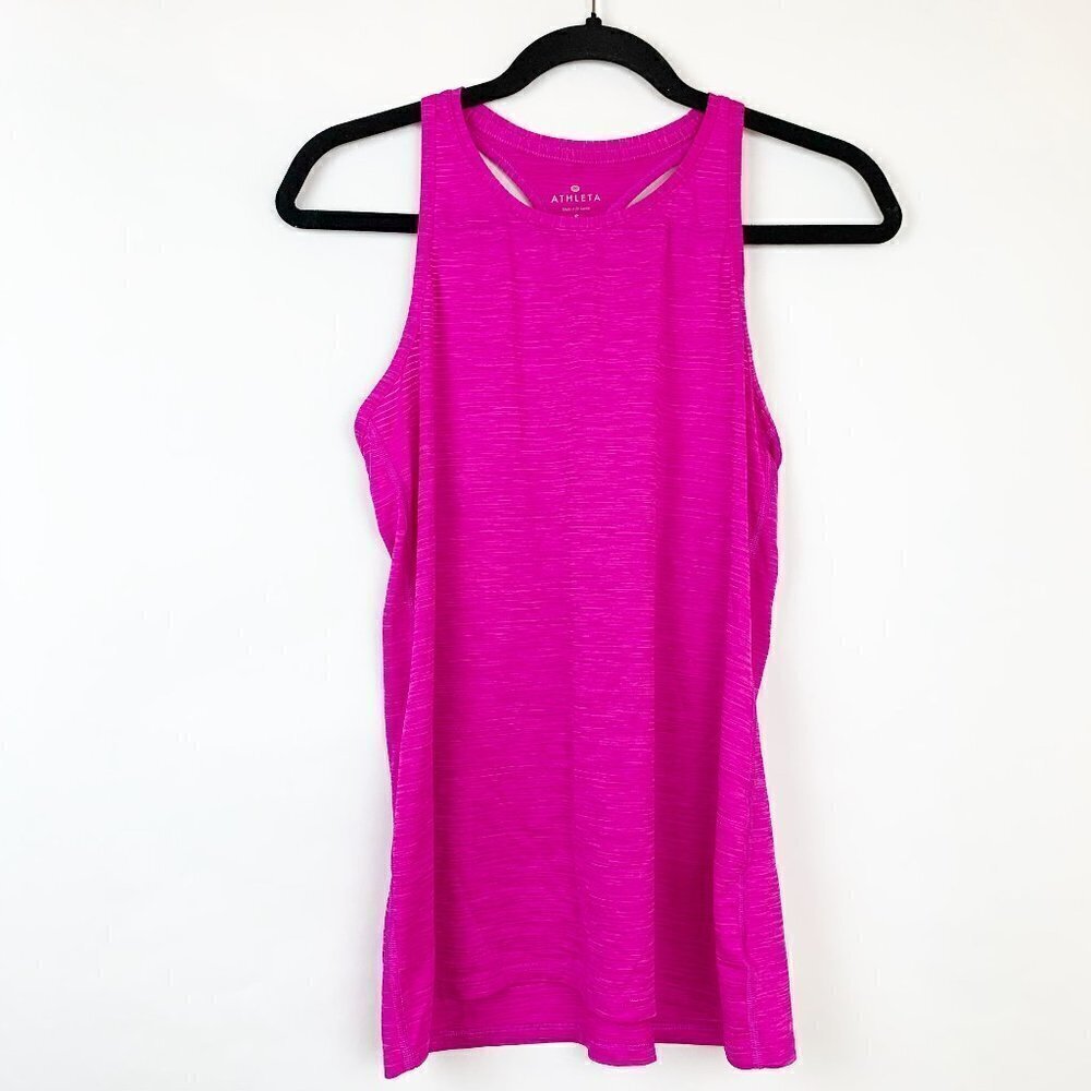 Athleta Stripe Chi Pink Sheer Racer Back Tank Sm